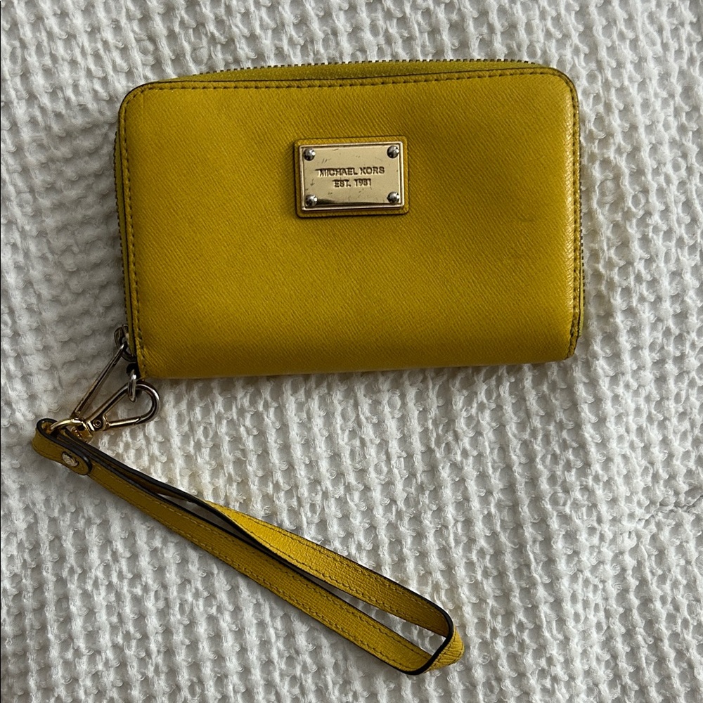 Michael Kors Yellow Saffiano Leather Wristlet